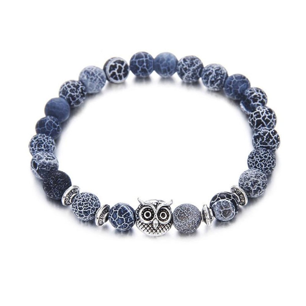 Unisex Agate Stone Owl Bracelet